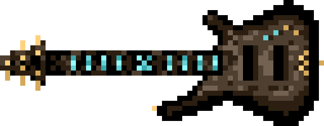Pixel Art of a Brown Kiesel Bass Guitar
