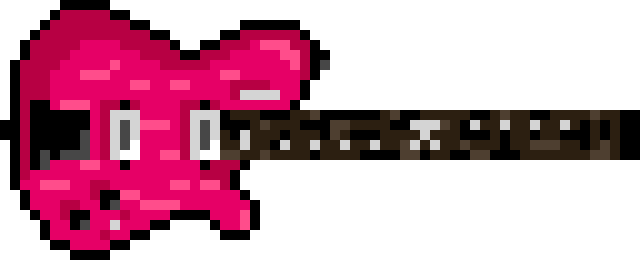 Pixel Art of a Pink Kiesel Electric Guitar